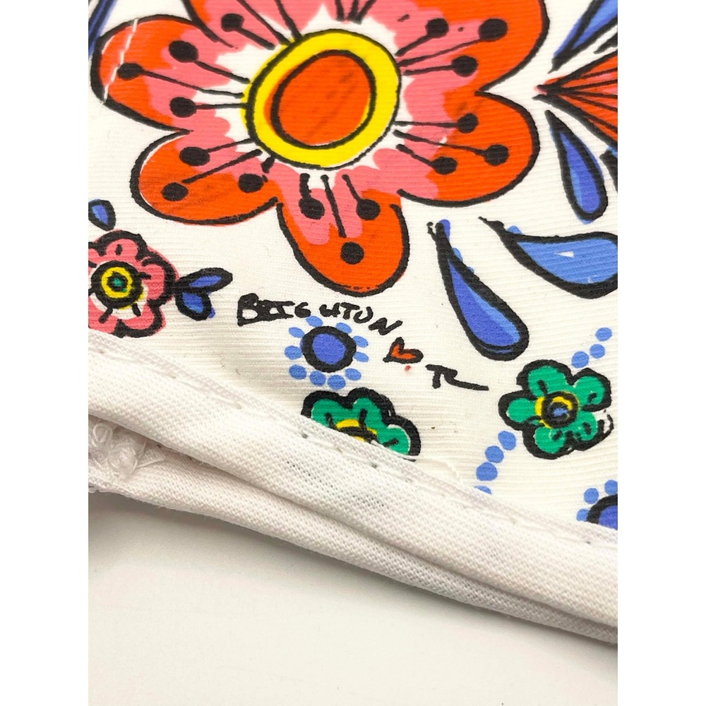 Brighton Reversible Floral Face Mask Hand Painted Blue White Multi Color set - Picture 8 of 8